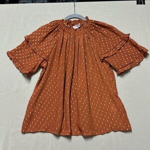 Nanette Lepore foil dash blouse in cognac color size L
